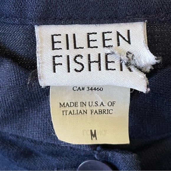 Eileen Fisher Linen Blend Button Front Shirt Topper Jacket Navy Medium - Picture 9 of 11